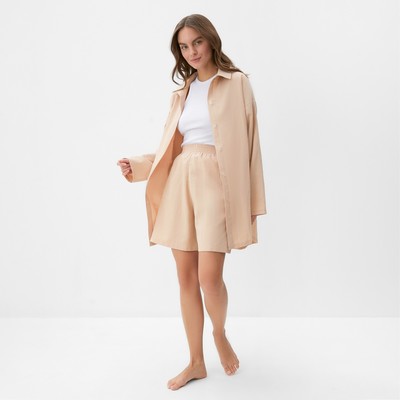 Пижама женская (рубашка, шорты) KAFTAN, размер 48-50, бежевая