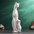 Фигура "Кошка с котенком" белая в серебре, 21х7х7см - фото 12036342
