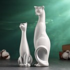 Набор фигур "Кошки" белые в серебре, 11х23х6см - фото 24459691