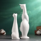 Набор фигур "Кошки" белые в серебре, 11х23х6см - фото 24459692