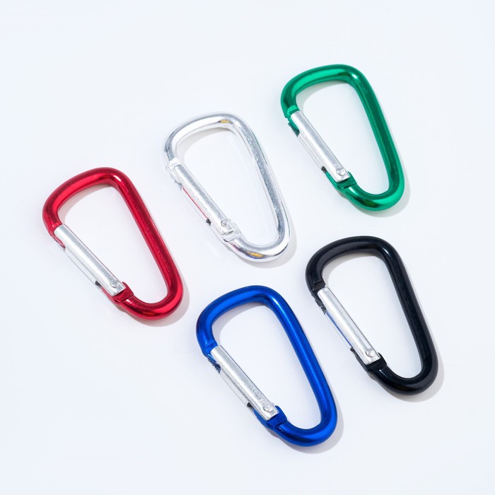 Набор карабинов металлических, туристических 4 см, 10 шт. - Фото 1