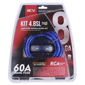 Комплект проводов ACV KIT 4.8SL, 4 канала усилителя, 8 AWG/mini ANL, 60 A 10288679