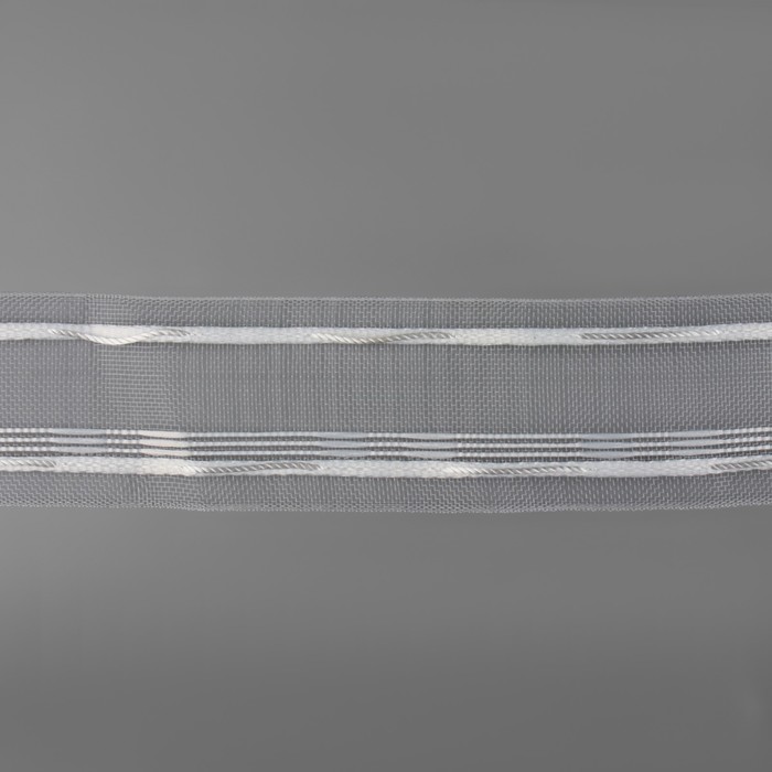 Шторная лента, органза, 4,5 см, 50 ± 1 м, цвет прозрачный/белый