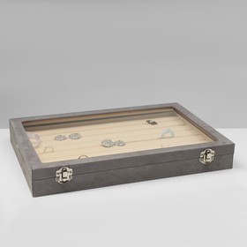 {{photo.Alt || photo.Description || 'УЦЕНКА Шкатулка для украшений «Дорожная», флок, 7 полос, 35×24×5 см, серо-бежевая'}}