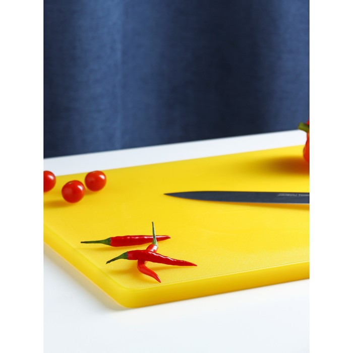 Доска профессиональная разделочная Доляна, 50×35×1,8 см, цвет жёлтый - фото 1905339477
