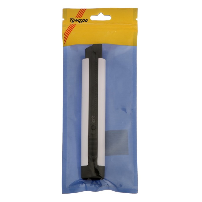 Нож ТУНДРА, корпус ABS пластик, металлическая направляющая, лезвие SK-5, 18 мм, МИКС