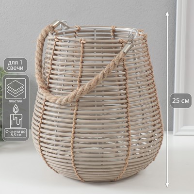 Подсвечник-фонарь на 1 свечу «Амфора», пластик, натуральный, 16×24×25 см