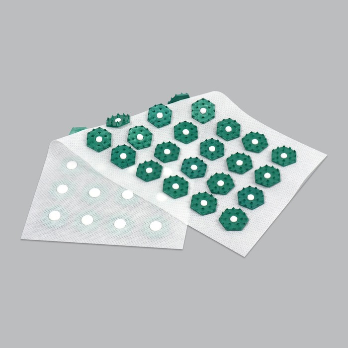 Ипликатор-коврик, основа спанбонд, 40 модулей, 14 × 32 см, цвет белый/зелёный