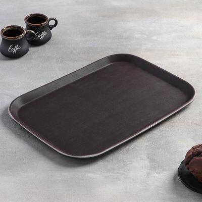 Поднос прорезиненный, 35×25 см, цвет коричневый