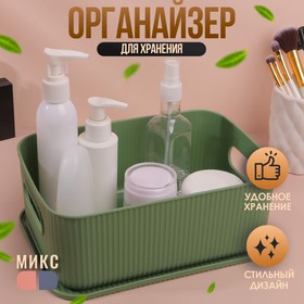 Органайзер для хранения косметических принадлежностей, с крышкой, 24 × 16,5 × 9,2 см, цвет МИКС 9863211