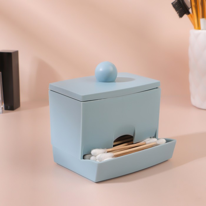 Органайзер для хранения ватных палочек, с крышкой, 9 × 6,5 × 7,5 см, цвет МИКС