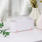 Органайзер для хранения, с крышкой, 3 секции, 21 × 8 × 9 см, цвет белый/розовое-золото - фото 3140195
