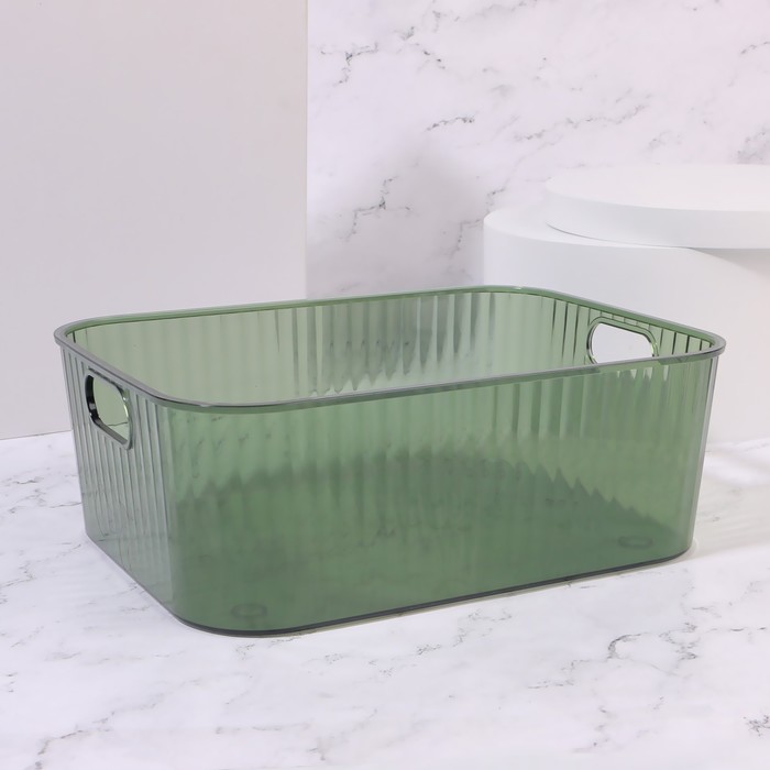 Органайзер для хранения маникюрных/косметических принадлежностей «GREEN», 24,5 × 18 × 8,5 см, цвет полупрозрачный/зелёный
