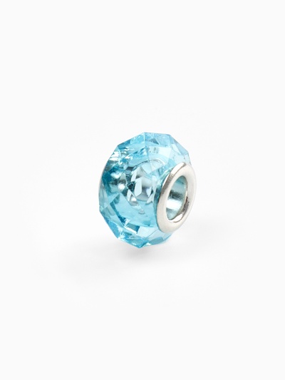 Шарм бусина «Хрусталик», для творчества, голубой в серебре
