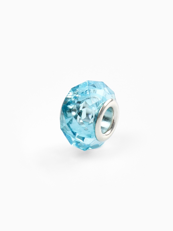 Шарм бусина «Хрусталик», для творчества, голубой в серебре