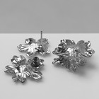 Серьги металл «Цветок» двойной, цвет серебро - Фото 3