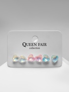 Серьги пусеты QF «Летние истории», 3 пары, сердца, цветные 9906448