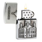 Зажигалка газовая «Москва», металлическая, пьезо, 5.5×4 см, серебро - Фото 2