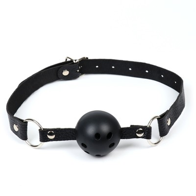 Кляп БДСМ Оки-Чпоки, классический, ПВХ, экокожа, черный 50×4,5 см