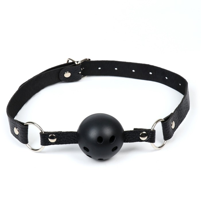 Кляп БДСМ Оки-Чпоки, классический, ПВХ, экокожа, черный 50×4,5 см - Фото 1