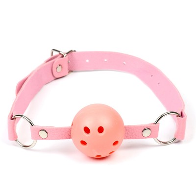 Кляп БДСМ классический, ПВХ, экокожа, розовый 50×4.5 см