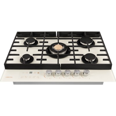 Варочная поверхность HIBERG VM 7155 Y, газовая, 5 конфорок, сенсорный таймер, бежевая