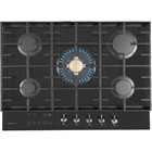 Варочная поверхность HIBERG VM 7155 B, газовая, 5 конфорок, сенсорный таймер, чёрная - Фото 2
