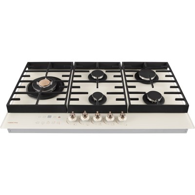 Варочная поверхность HIBERG VM 9155 Y, газовая, 5 конфорок, сенсорный таймер, бежевая