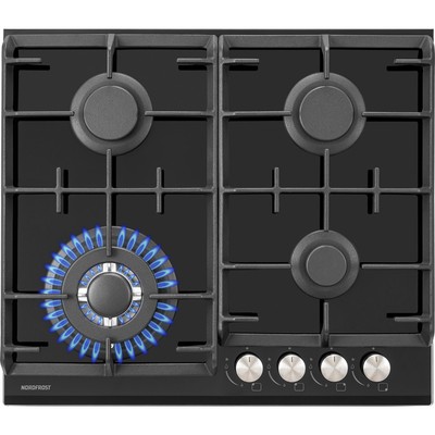 Варочная поверхность NORDFROST HM 6044 B, газовая, 4 конфорки, чёрная