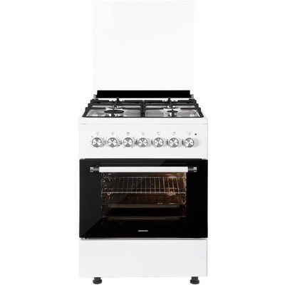 Плита NORDFROST GE 6064 W, газовая, 4 конфорки, 63 л, электрическая духовка, белая