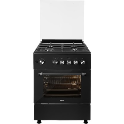 Плита NORDFROST GG 6064 B, газовая, 4 конфорки, 63 л, газовая духовка, чёрная