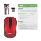 Мышь Acer OMR136 красный оптическая (1000dpi) беспроводная USB для ноутбука (2but) - фото 51512332
