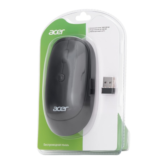 Мышь Acer OMR137 черный оптическая (1600dpi) беспроводная USB (3but) - фото 51512341