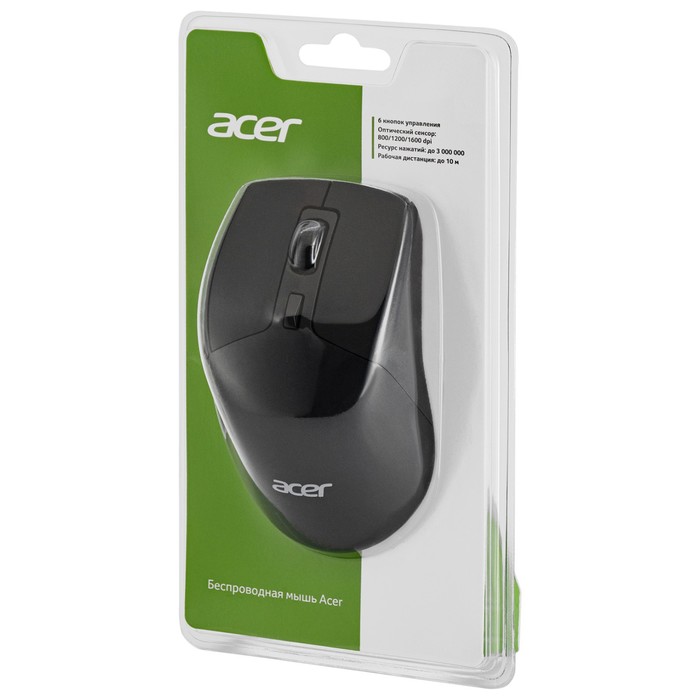 Мышь Acer OMR150 черный оптическая (1600dpi) беспроводная USB (6but) - фото 51512368