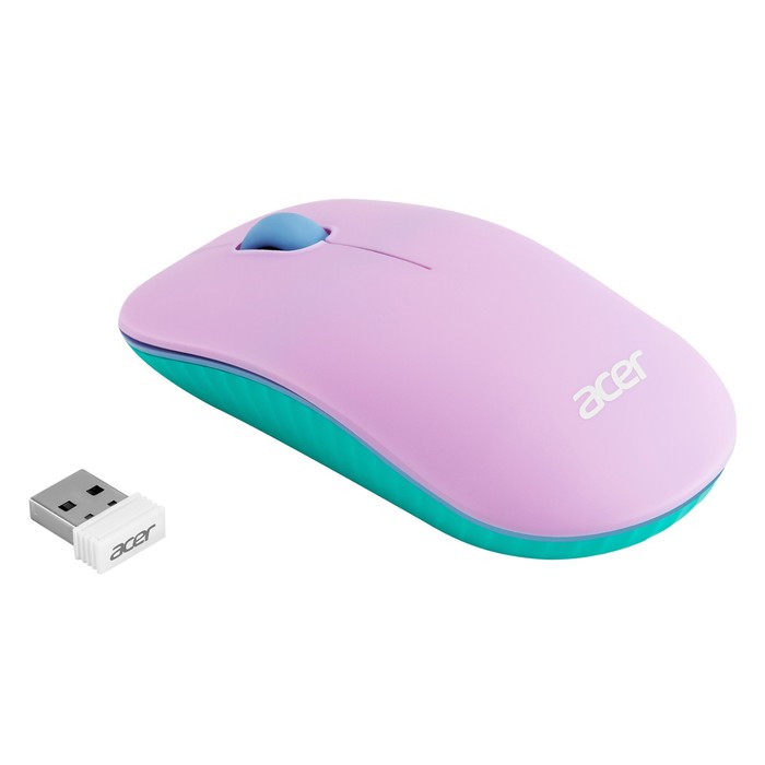 Мышь Acer OMR200 зеленый/фиолетовый оптическая (1200dpi) беспроводная USB для ноутбука (2bu   102939 - фото 51512411
