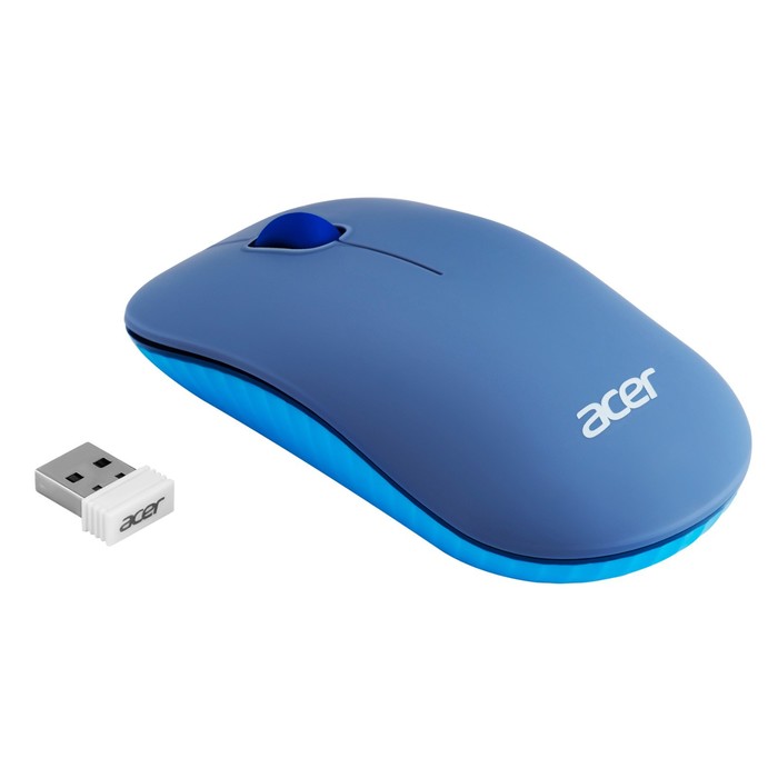 Мышь Acer OMR200 синий оптическая (1200dpi) беспроводная USB для ноутбука (2but) - фото 51512420