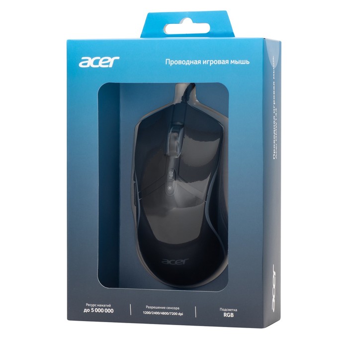 Мышь Acer OMW144 черный оптическая (3200dpi) USB (7but) - фото 51512530