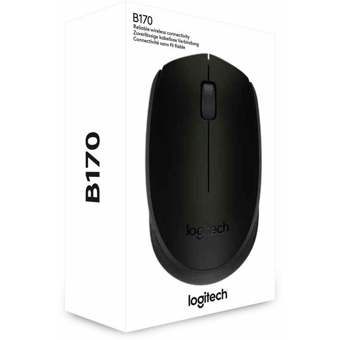 Мышь Logitech B170 черный оптическая (1000dpi) беспроводная USB для ноутбука (2but) - фото 51512679