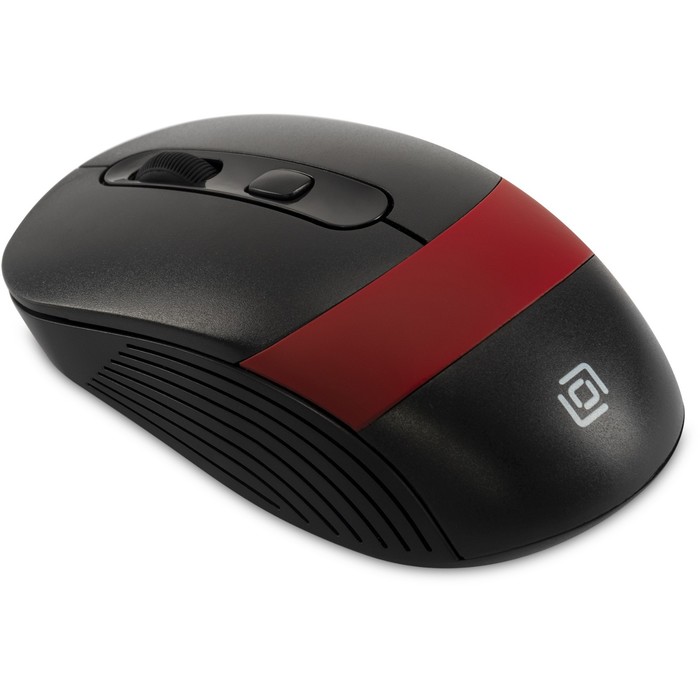 Мышь Оклик 310MW черный/красный оптическая (3200dpi) беспроводная USB для ноутбука (3but) - фото 51512765