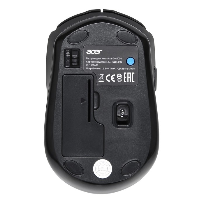Мышь Acer OMR050 черный оптическая (1600dpi) беспроводная BT/Radio USB (6but) - фото 51513058