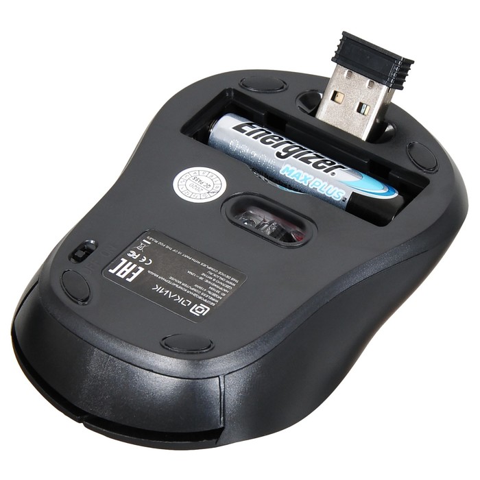 Мышь Оклик 415MW черный оптическая (1600dpi) беспроводная USB для ноутбука (4but) - фото 51513092
