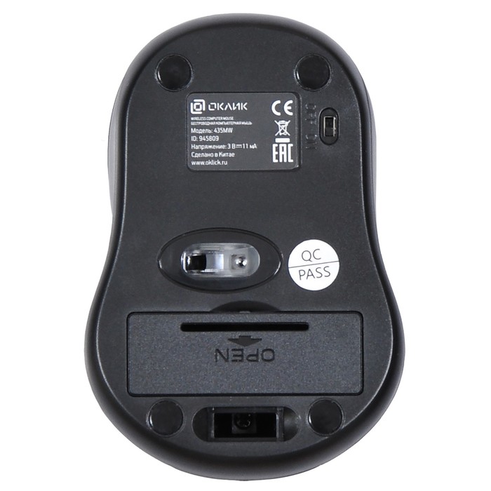 Мышь Оклик 435MW черный оптическая (1600dpi) беспроводная USB для ноутбука (4but) - фото 51513096