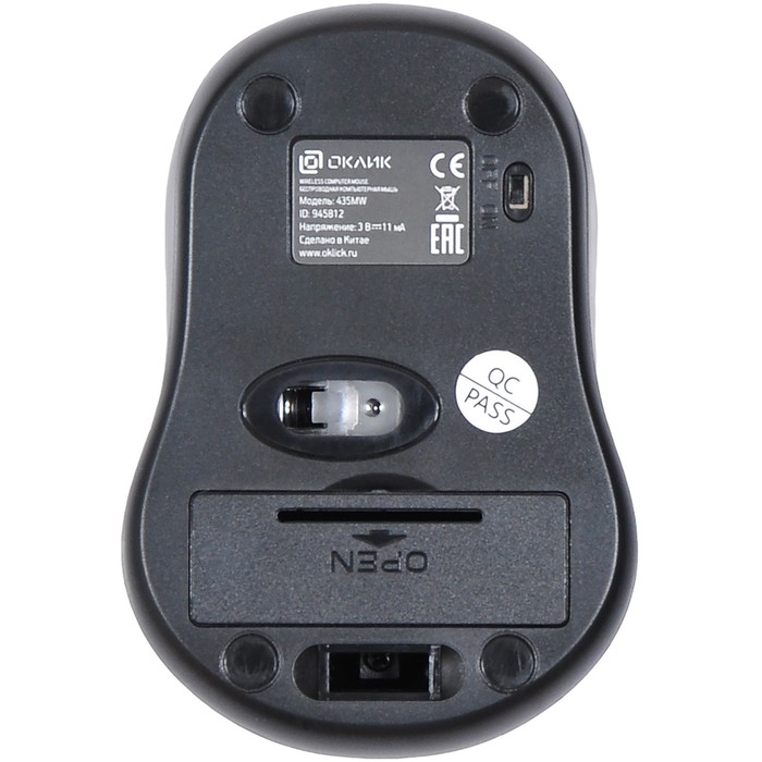 Мышь Оклик 435MW черный/серый оптическая (1600dpi) беспроводная USB для ноутбука (4but) - фото 51513105