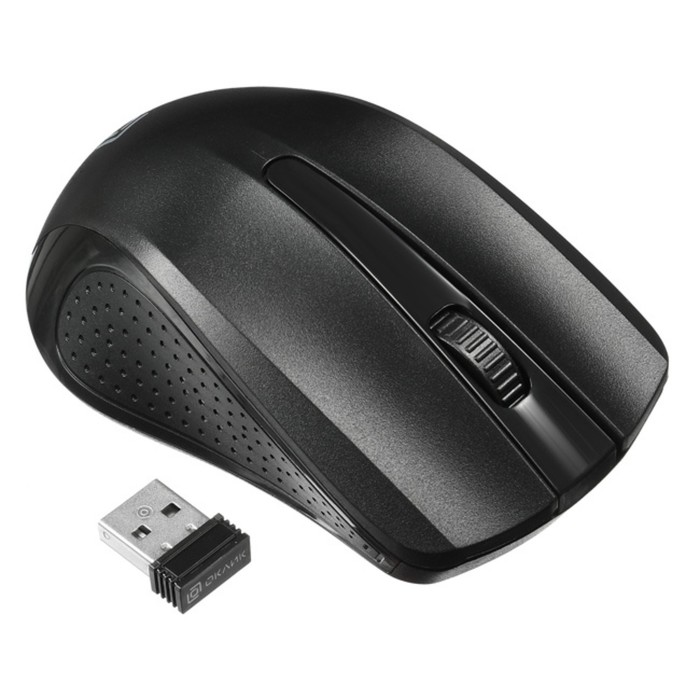 Мышь Оклик 485MW черный оптическая (1600dpi) беспроводная USB для ноутбука (3but) - фото 51513140
