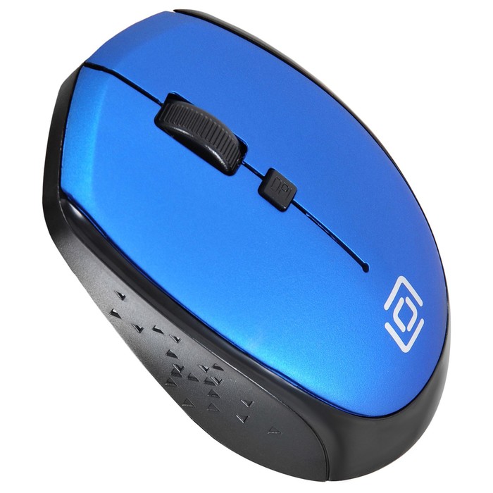 Мышь Оклик 488MW черный/синий оптическая (1600dpi) беспроводная USB для ноутбука (4but) - фото 51513203