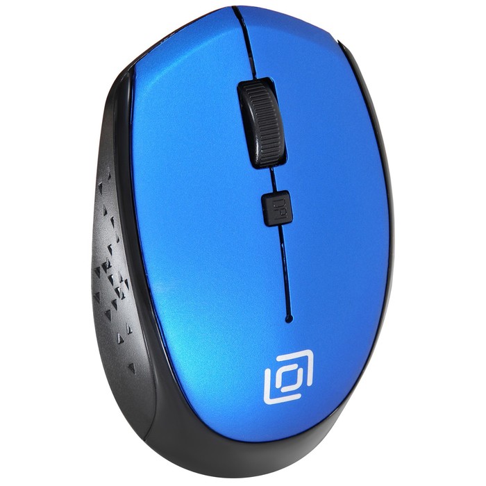 Мышь Оклик 488MW черный/синий оптическая (1600dpi) беспроводная USB для ноутбука (4but) - фото 51513204