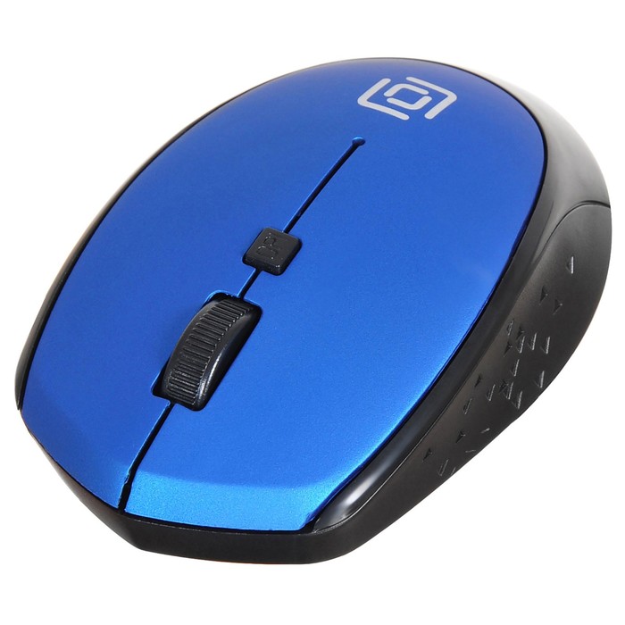 Мышь Оклик 488MW черный/синий оптическая (1600dpi) беспроводная USB для ноутбука (4but) - фото 51513205