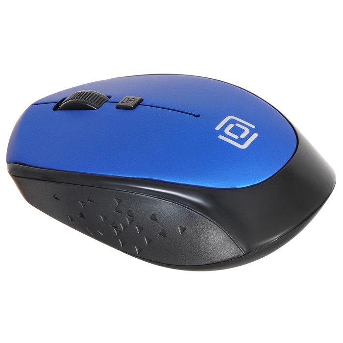 Мышь Оклик 488MW черный/синий оптическая (1600dpi) беспроводная USB для ноутбука (4but) - фото 51513206