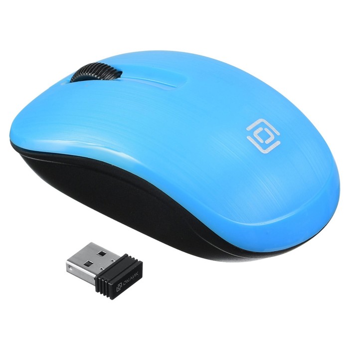 Мышь Оклик 525MW черный/голубой оптическая (1000dpi) беспроводная USB для ноутбука (3but) - фото 51513230