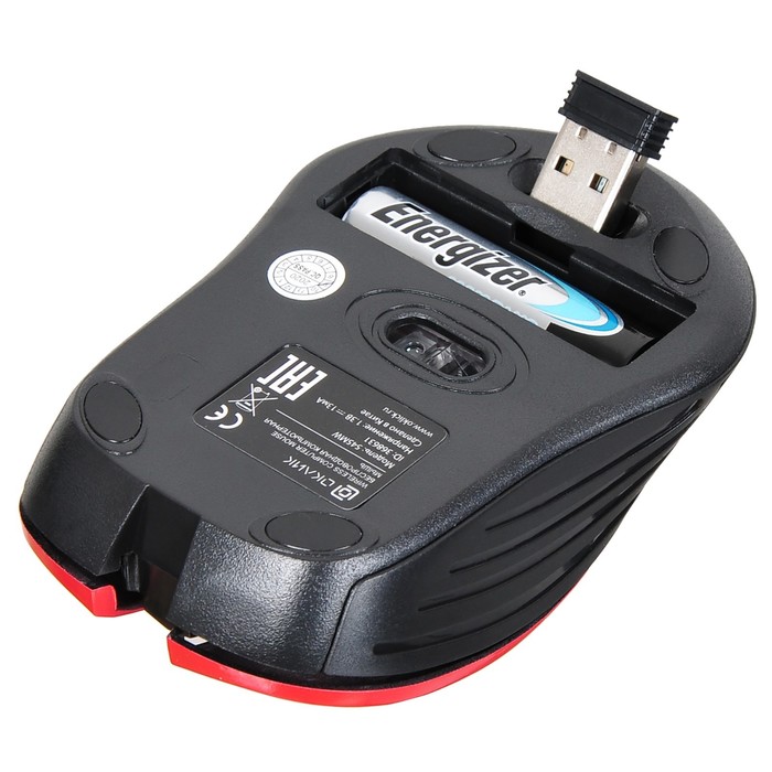 Мышь Оклик 545MW черный/красный оптическая (1600dpi) беспроводная USB для ноутбука (4but) - фото 51513250